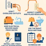 Infographic showing practical home electrical safety tips